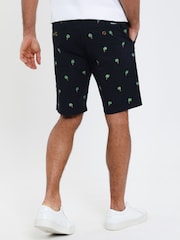 Threadbare Blue Camo 100% Cotton Embroidered Chino Shorts - Image 2 of 4