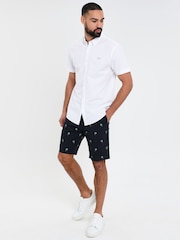 Threadbare Blue Camo 100% Cotton Embroidered Chino Shorts - Image 3 of 4