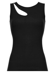 Joe Browns Black Asymmetric Cut Out Ribbed Vest Top - Image 5 of 5