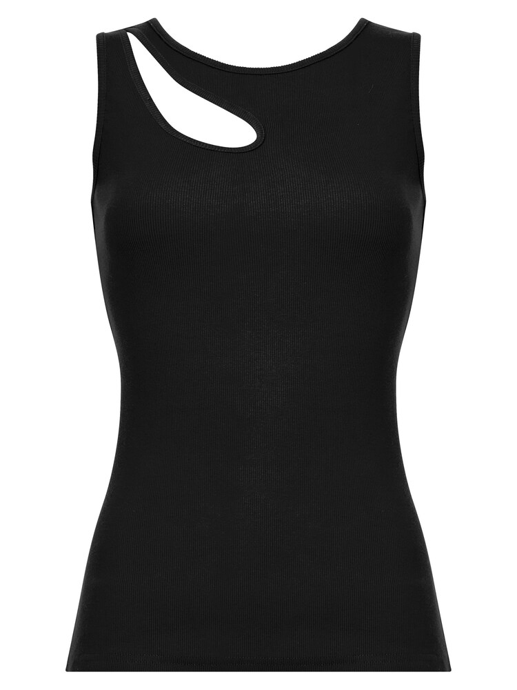 Joe Browns Black Asymmetric Cut Out Ribbed Vest Top - Image 5 of 5