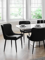 Julian Bowen Set of 2 Black Luxe Faux Leather Dining Chairs - Image 2 of 6