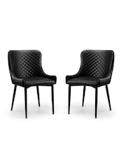 Julian Bowen Set of 2 Black Luxe Faux Leather Dining Chairs - Image 3 of 6