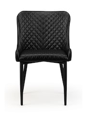 Julian Bowen Set of 2 Black Luxe Faux Leather Dining Chairs - Image 5 of 6