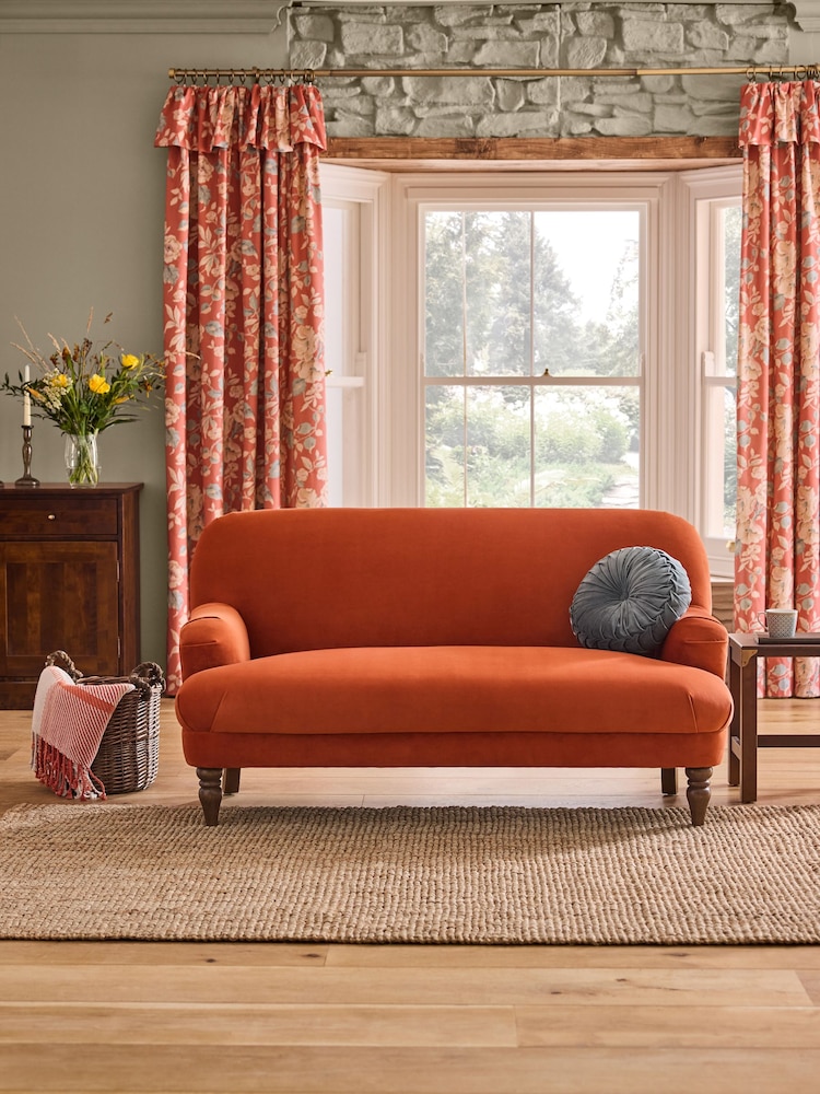 Laura Ashley Annaly Velvet Terracotta Clipsham Small 2 Seater Sofa - Image 1 of 8