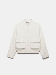 Mint Velvet White Textured Bomber Jacket - Image 7 of 9