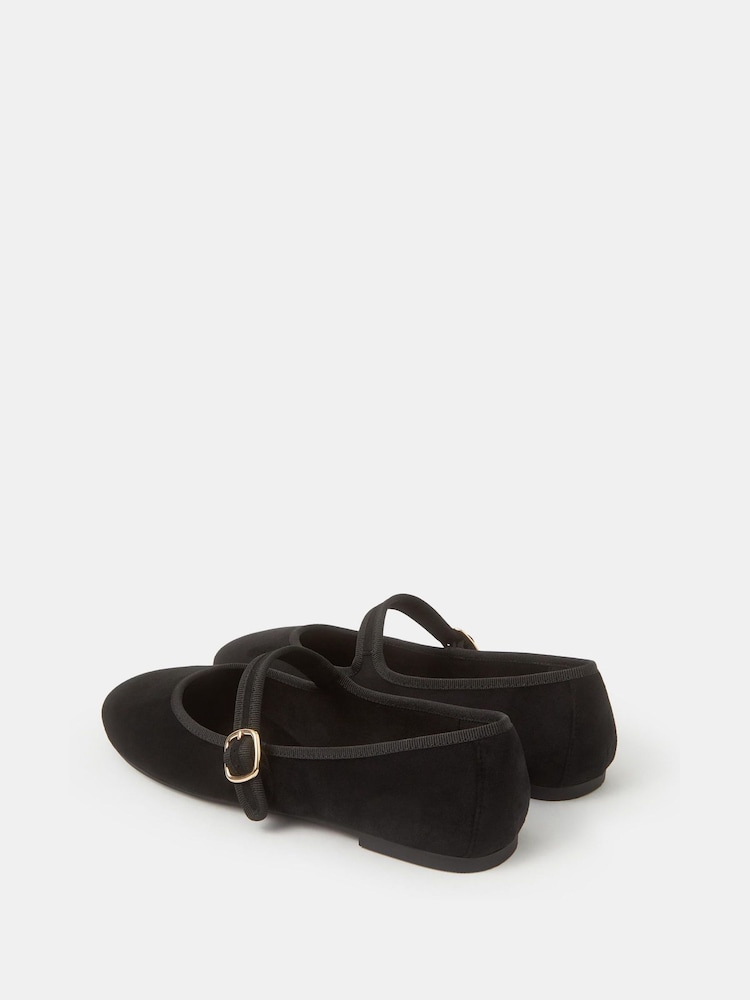Accessorize Black Faux Suede Mary Jane Ballet Flats - Image 2 of 2