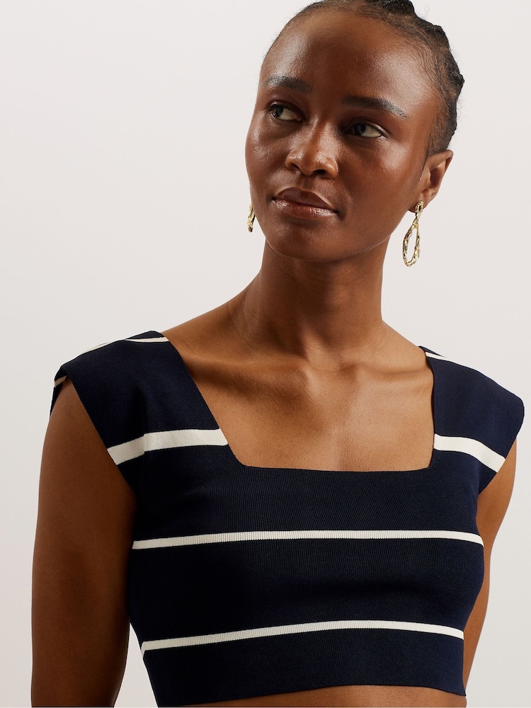 Ted Baker Blue Ellle Cropped Knit Vest Top - Image 2 of 5