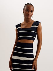 Ted Baker Blue Ellle Cropped Knit Vest Top - Image 5 of 5