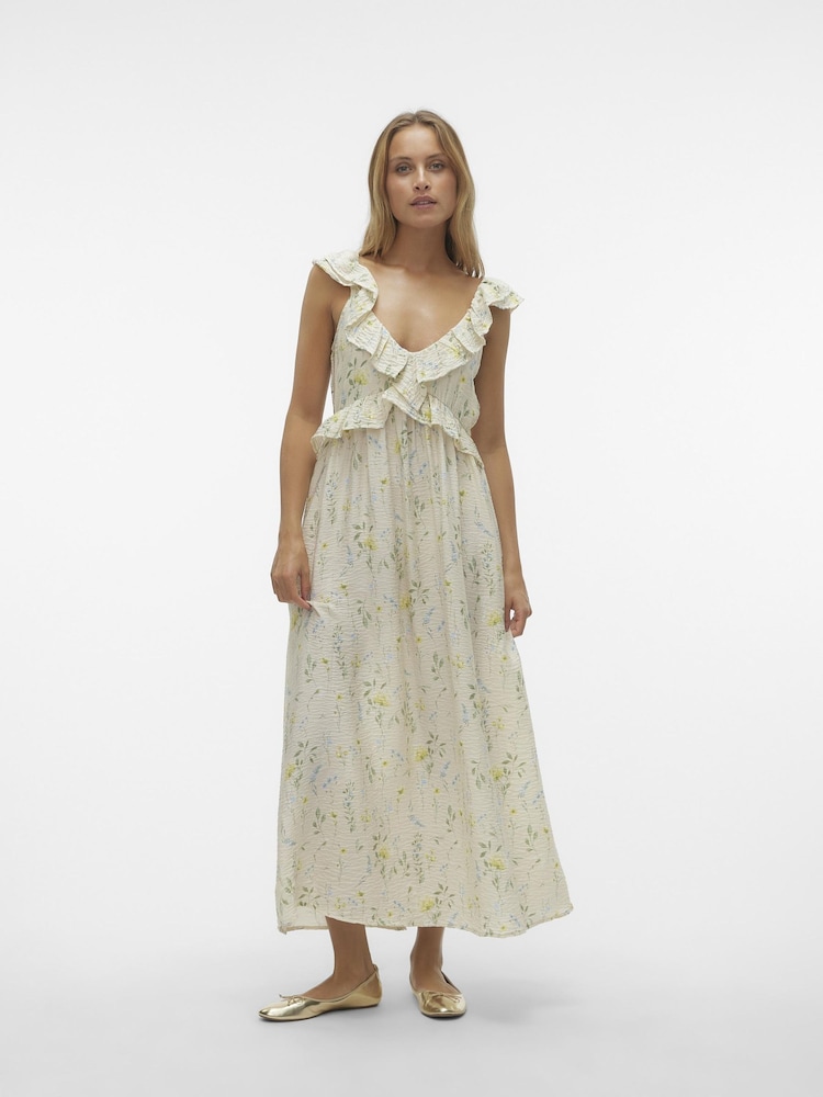 VERO MODA платье макси с цветочным принтом и завязкой на спине - Изображение 1 из 6