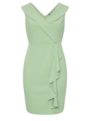 Yours Curve Green London Tuxedo Frill Shift Dress - Image 5 of 5