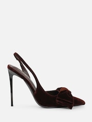 Simmi London Brown Toppaz Bow Detail Slingback Court Shoes - Image 3 of 5