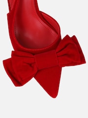 Simmi London Red Velvet Toppaz Bow Detail Slingback Court Shoes - Image 4 of 4