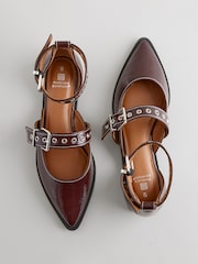 Berry Red Forever Comfort® Patent Eyelet Point Toe Shoes - Image 1 of 6