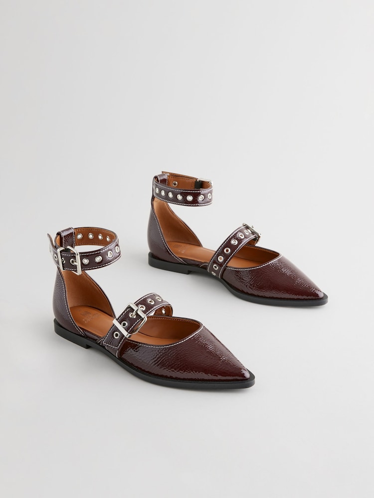 Berry Red Forever Comfort® Patent Eyelet Point Toe Shoes - Image 2 of 6