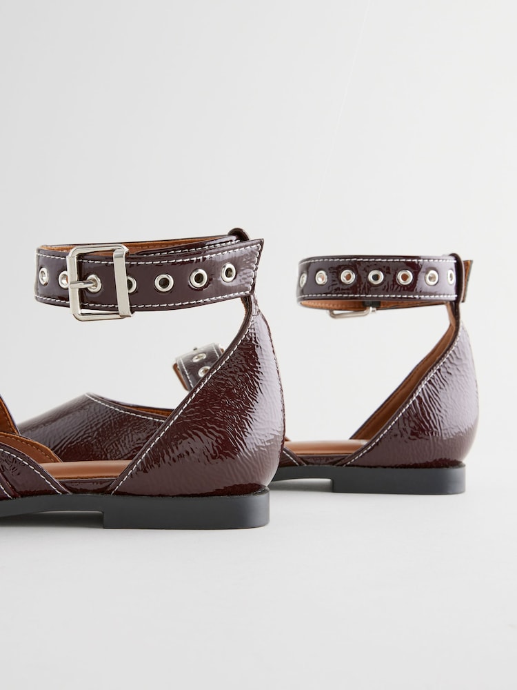 Berry Red Forever Comfort® Patent Eyelet Point Toe Shoes - Image 6 of 6