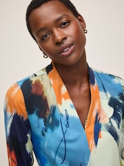 Multicolour Abstract Print Long Sleeve V-Neck Blouse - Image 4 of 6