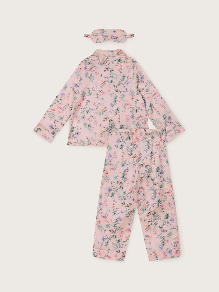 Monsoon Pink Hydrangea Satin Pyjamas Set - Image 2 of 3