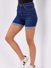 Roman Indigo Stretch Denim Mom Shorts - Image 1 of 4