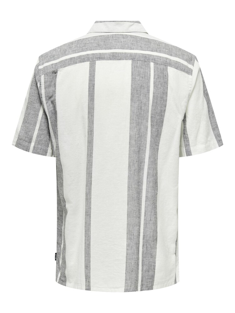Only & Sons White Linen Printed Stripe Shirt - Image 6 of 6 Only & Sons White Linen Printed Stripe Shirt - Image 6 of 6