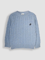 JoJo Maman Bébé Blue Cable Jumper - Image 1 of 3
