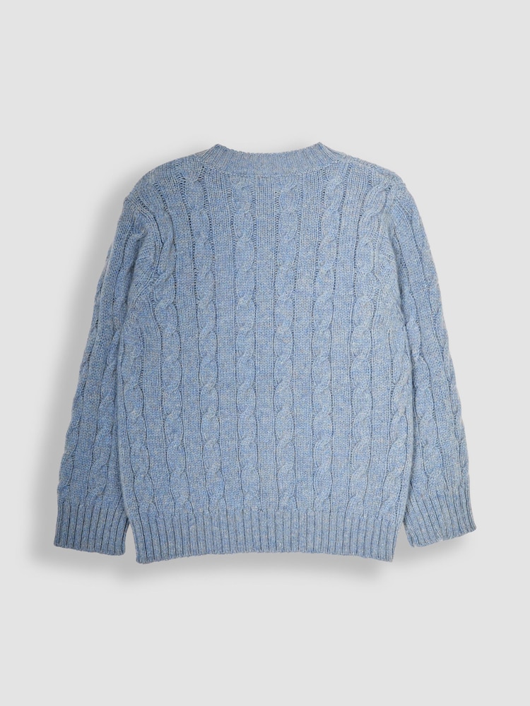 JoJo Maman Bébé Blue Cable Jumper - Image 2 of 3