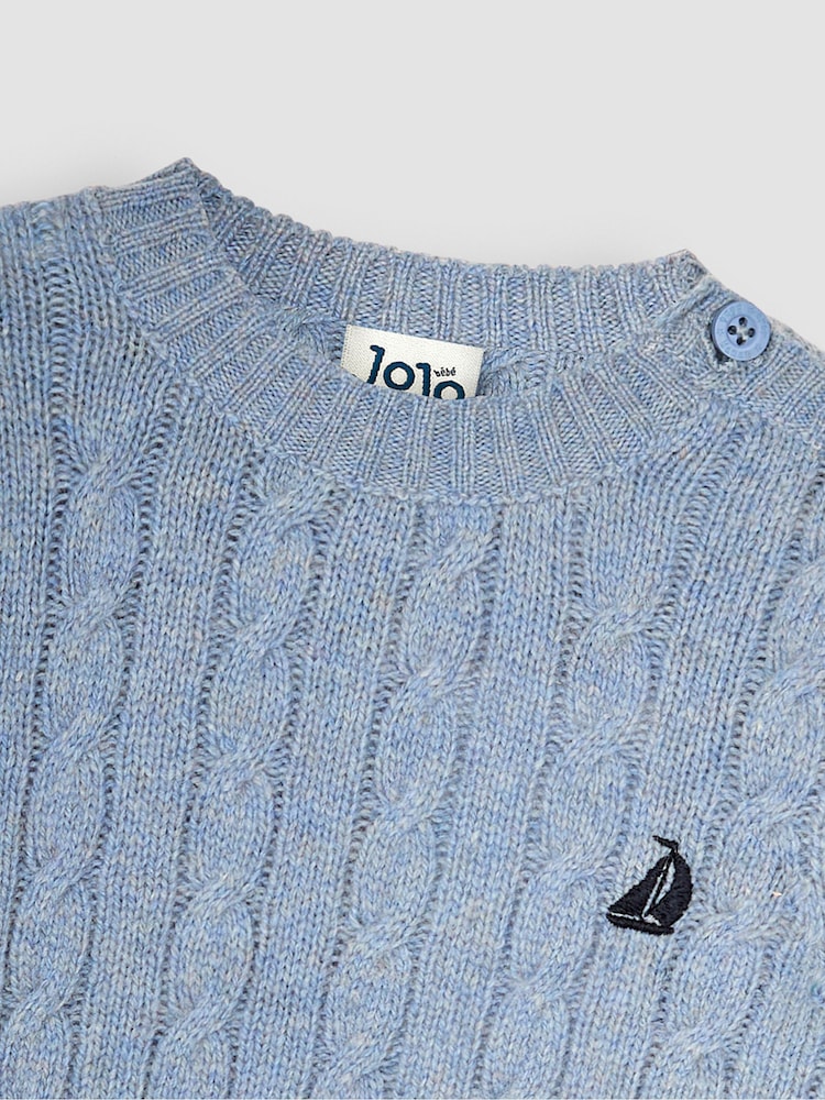 JoJo Maman Bébé Blue Cable Jumper - Image 3 of 3