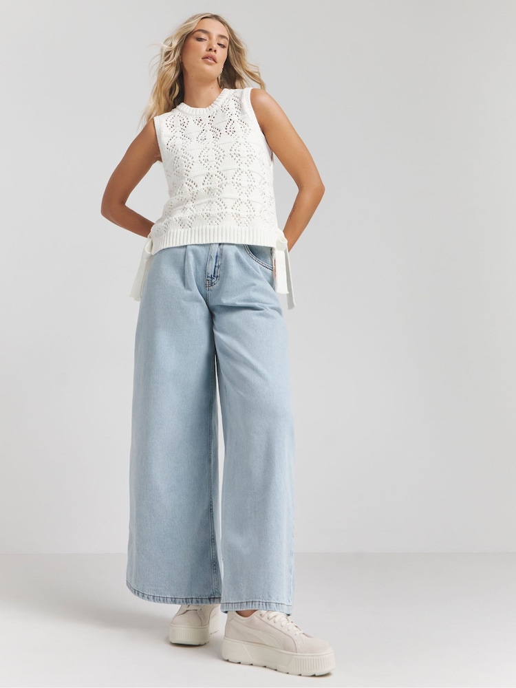 Simply Be Seitlich gebundenes Strick-Tanktop aus Baumwolle - Bild 1 von 4
