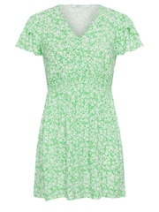 Yours Curve Green Ditsy Print Flutter Sleeve Peplum Top - Image 5 of 5