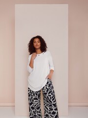 Evans Wide Leg Air Flow White Ground	Trousers - Image 2 of 6