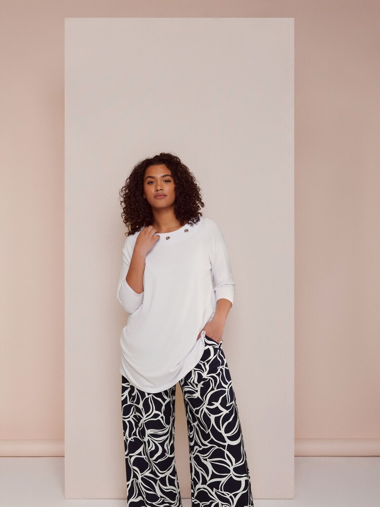 Evans Wide Leg Air Flow White Ground Trousers - Image 2 of 6 Evans Wide Leg Air Flow White Ground Trousers - Image 2 of 6
