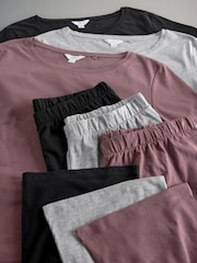 The Set Black/Grey/Pink 3 Pack 100% Cotton Short Sleeve Pyjamas - Image 16 of 16