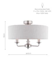 Laura Ashley Chrome Sorrento 3 Arm Semi-Flush Ceiling Light - Image 4 of 4