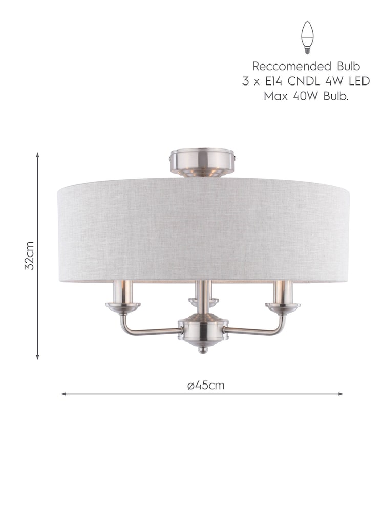 Laura Ashley Chrome Sorrento 3 Arm Semi-Flush Ceiling Light - Image 4 of 4