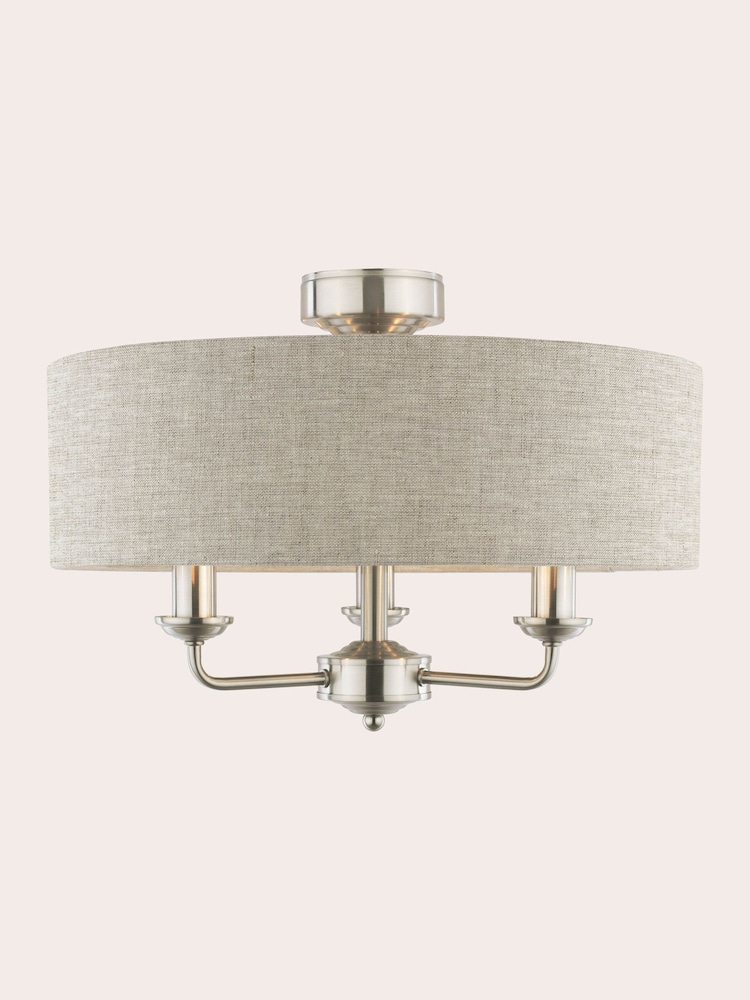 Laura Ashley Chrome Sorrento 3 Arm Semi-Flush Ceiling Light - Image 5 of 5