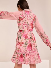 Rosa geblümt - Lipsy Hemdkleid mit Chiffonbesatz (5–16 Jahre) - Bild 4 von 4