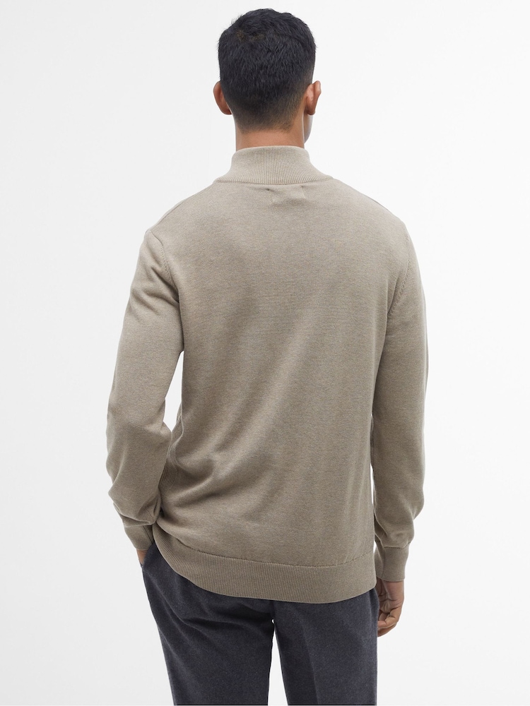 Barbour® Green 100% Cotton Quarter Zip Jumper - Image 2 of 6