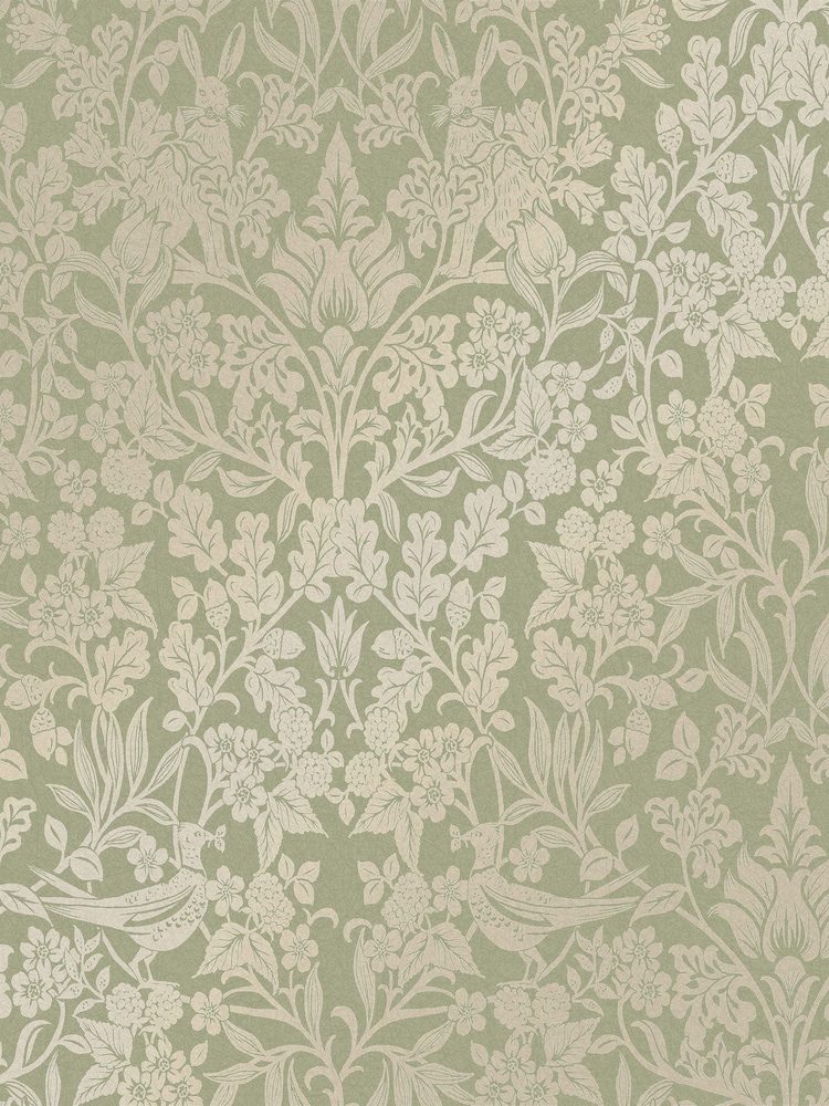 Graham & Brown Green Hartley Damask Wallpaper Sample - Image 2 of 3