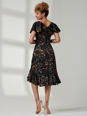 Jolie Moi Black Deep Plunge V-Neck Midi Dress - Image 2 of 6