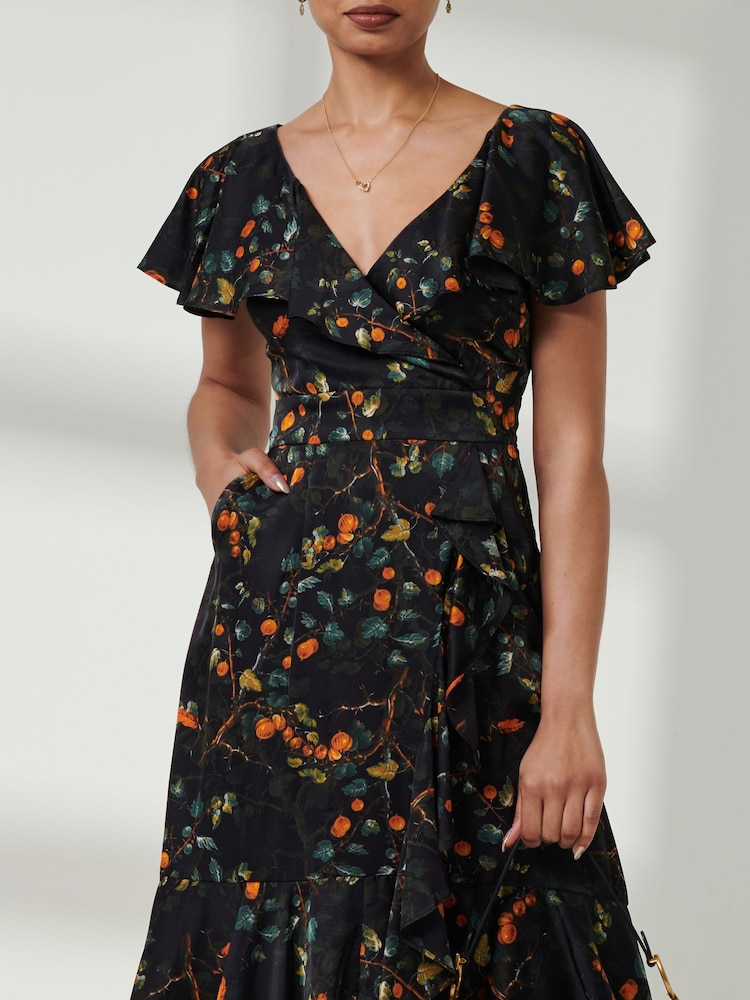 Jolie Moi Black Deep Plunge V-Neck Midi Dress - Image 3 of 6