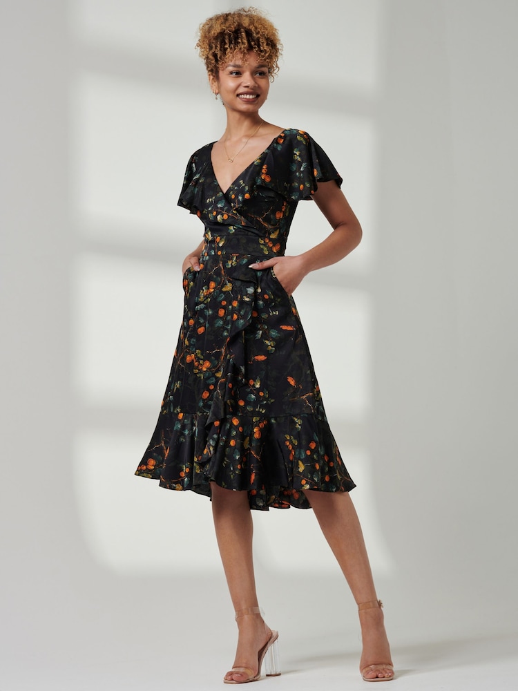 Jolie Moi Black Deep Plunge V-Neck Midi Dress - Image 4 of 6