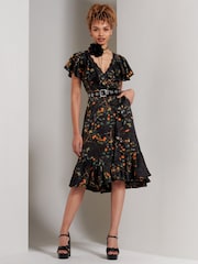 Jolie Moi Black Deep Plunge V-Neck Midi Dress - Image 5 of 6