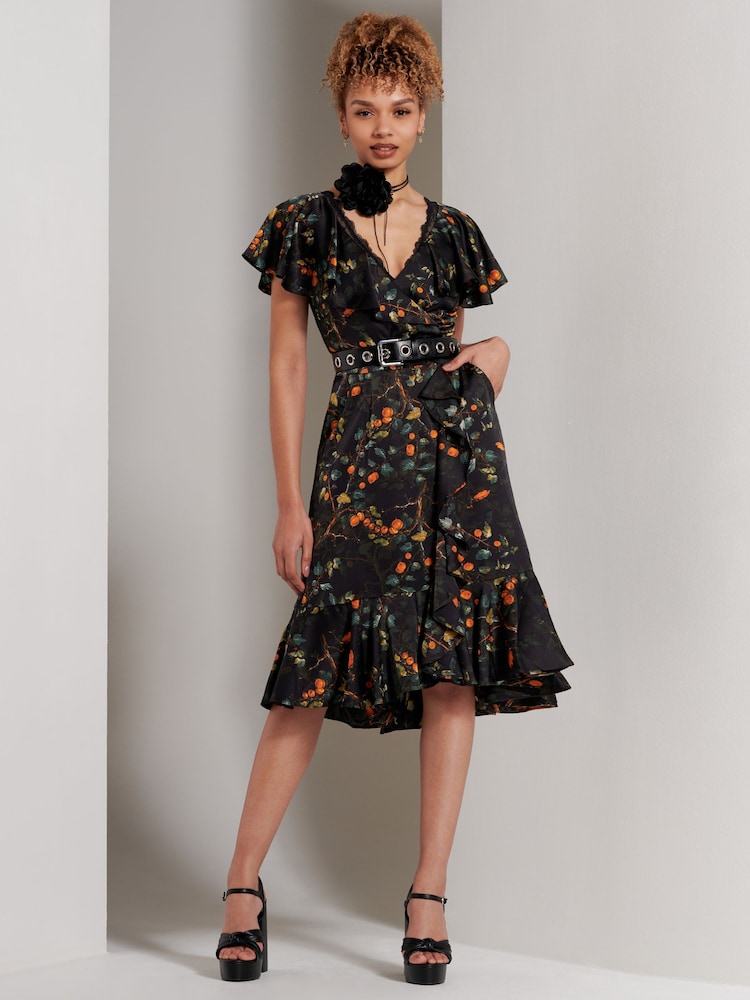 Jolie Moi Black Deep Plunge V-Neck Midi Dress - Image 5 of 6