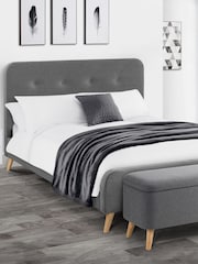 Julian Bowen Grey Astrid Curved Retro Buttoned Upholstered Bed - Image 1 of 3