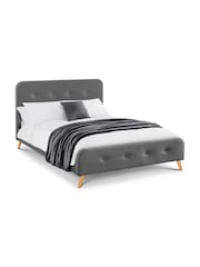 Julian Bowen Grey Astrid Curved Retro Buttoned Upholstered Bed - Image 2 of 3