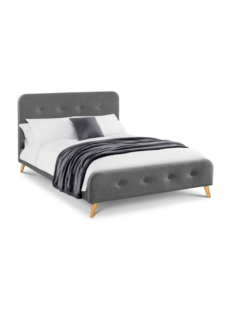 Julian Bowen Grey Astrid Curved Retro Buttoned Upholstered Bed - Image 2 of 3