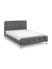 Julian Bowen Grey Astrid Curved Retro Buttoned Upholstered Bed - Image 3 of 3