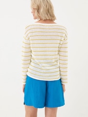 FatFace Kalani Yellow Crochet Stripe Jumper - Image 2 of 5