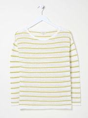 FatFace Kalani Yellow Crochet Stripe Jumper - Image 5 of 5