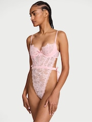 Victoria's Secret Angel Pink Unlined Lace Balcony Bodysuit - Image 1 of 2