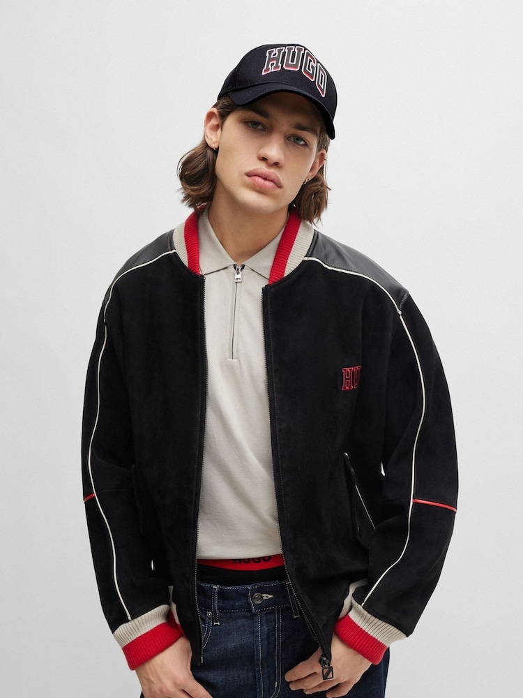 HUGO Black 100% Cotton Twill Cap With Embroidered Logo - Image 1 of 5